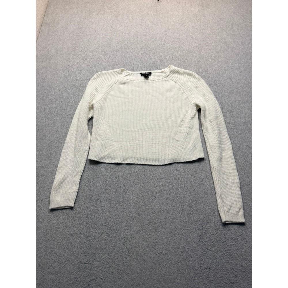 White House Black Market White Shaker Knit Cropped Raglan Sweater Womens Medium